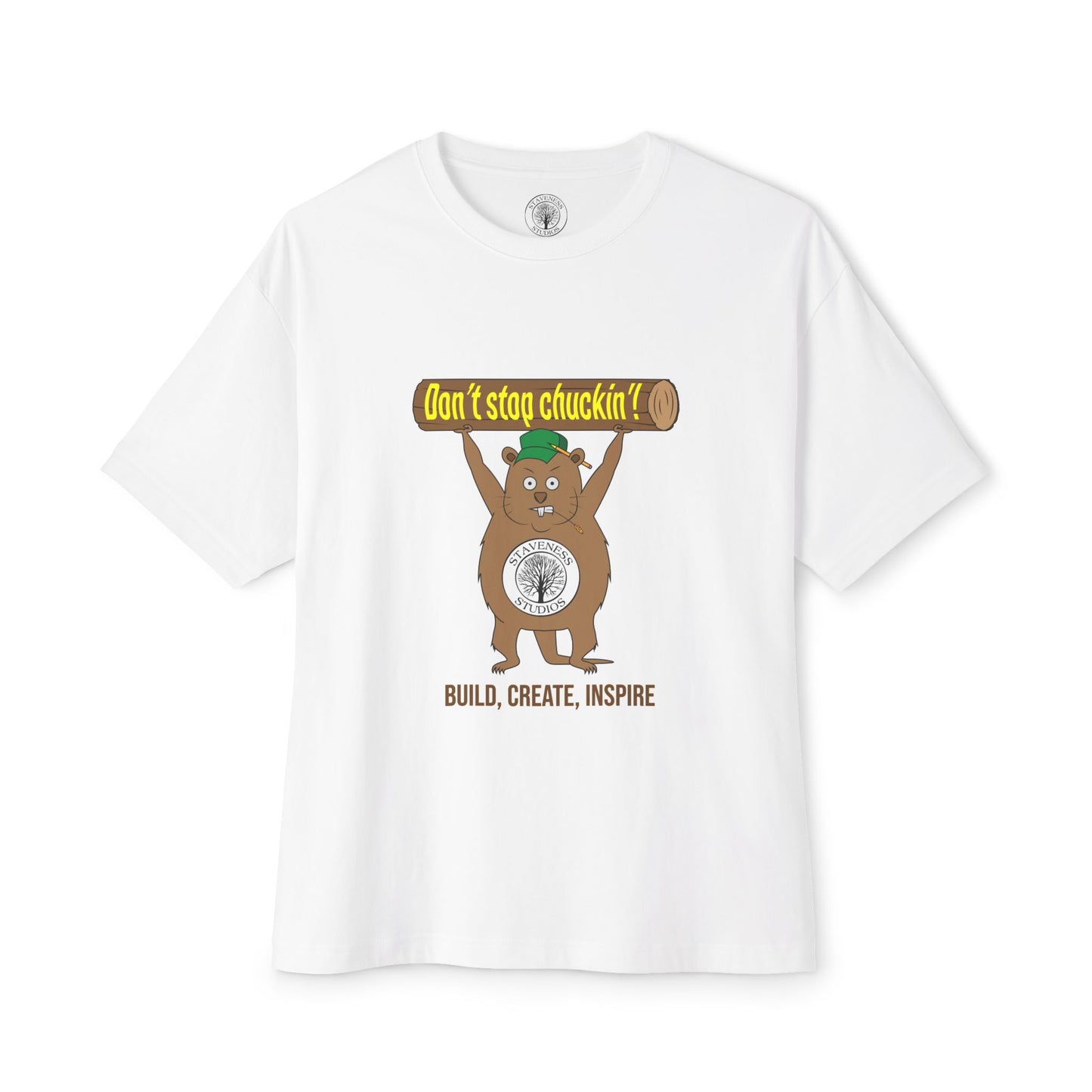 Don't Stop Chuckin'! Staveness Studios Homestead Maker Unisex Oversized Boxy Tee