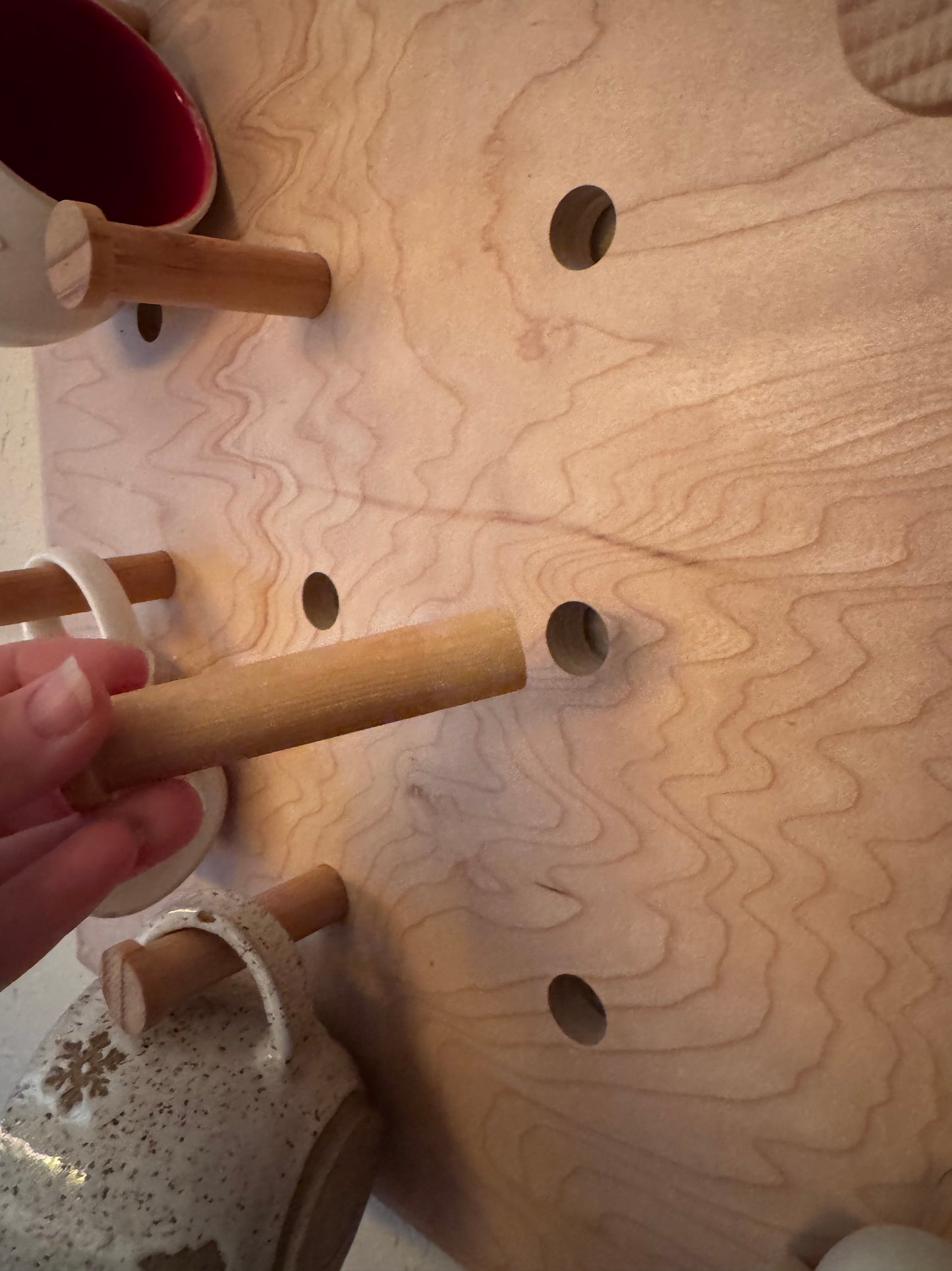 HANDCRAFTED WOODEN COFFEE MUG HOLDER — (Local Pickup Only)