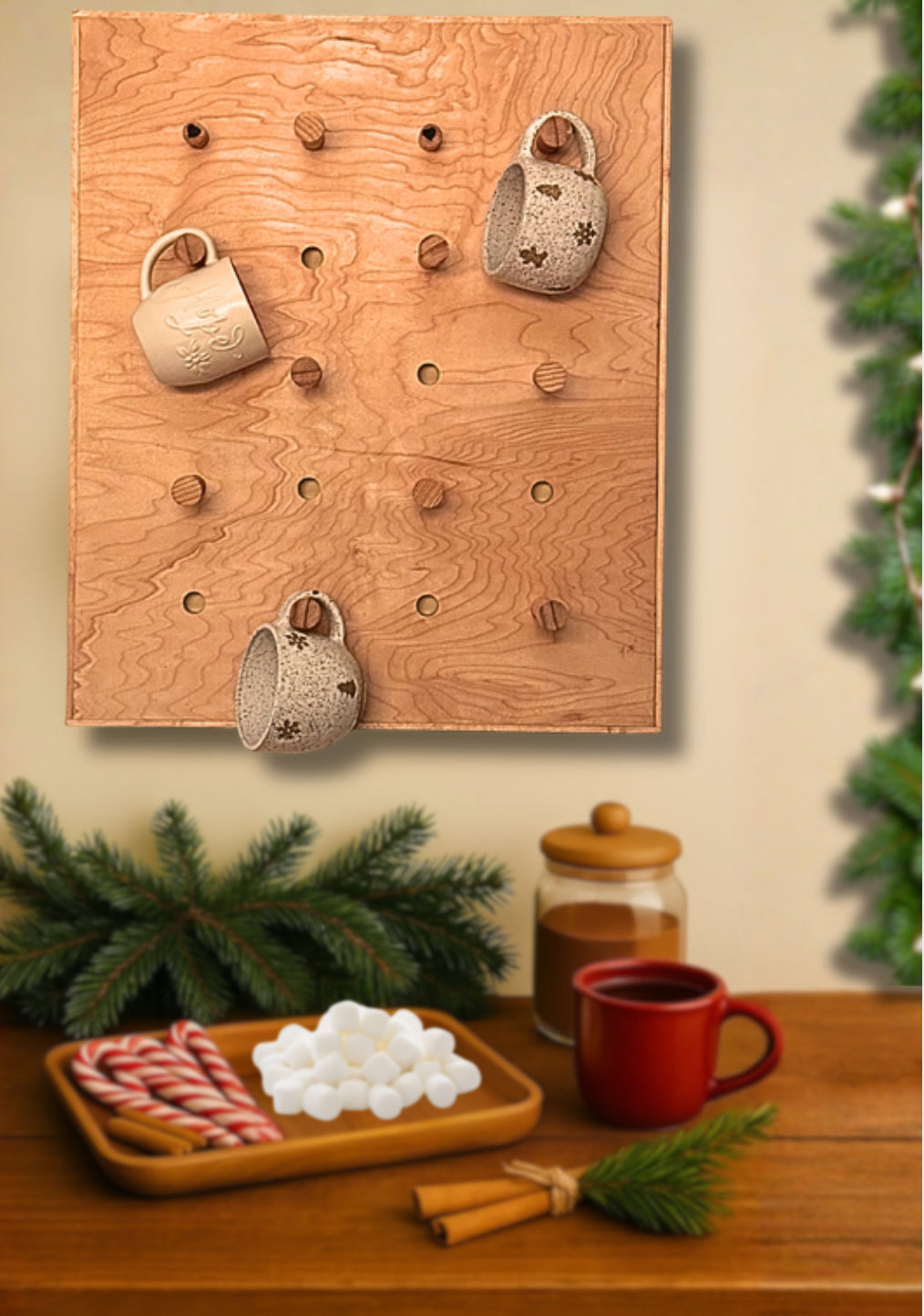 HANDCRAFTED WOODEN COFFEE MUG HOLDER — (Local Pickup Only)